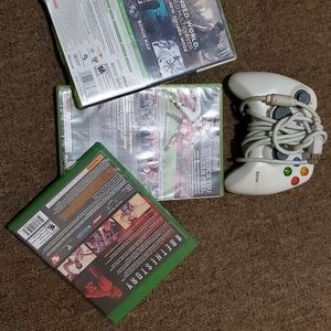 Xbox 360  games/ controller + basketball hoop rim